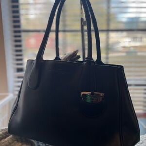 Salvatore Ferragamo Black Leather Shoulder Bag